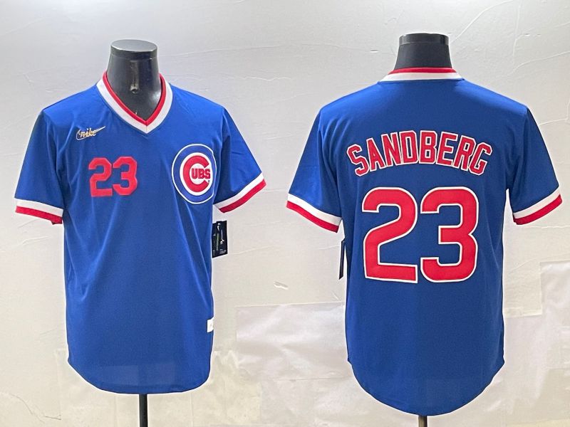 Men Chicago Cubs 23 Sandberg Blue Throwback Game 2025 Nike MLB Jersey style 3163
